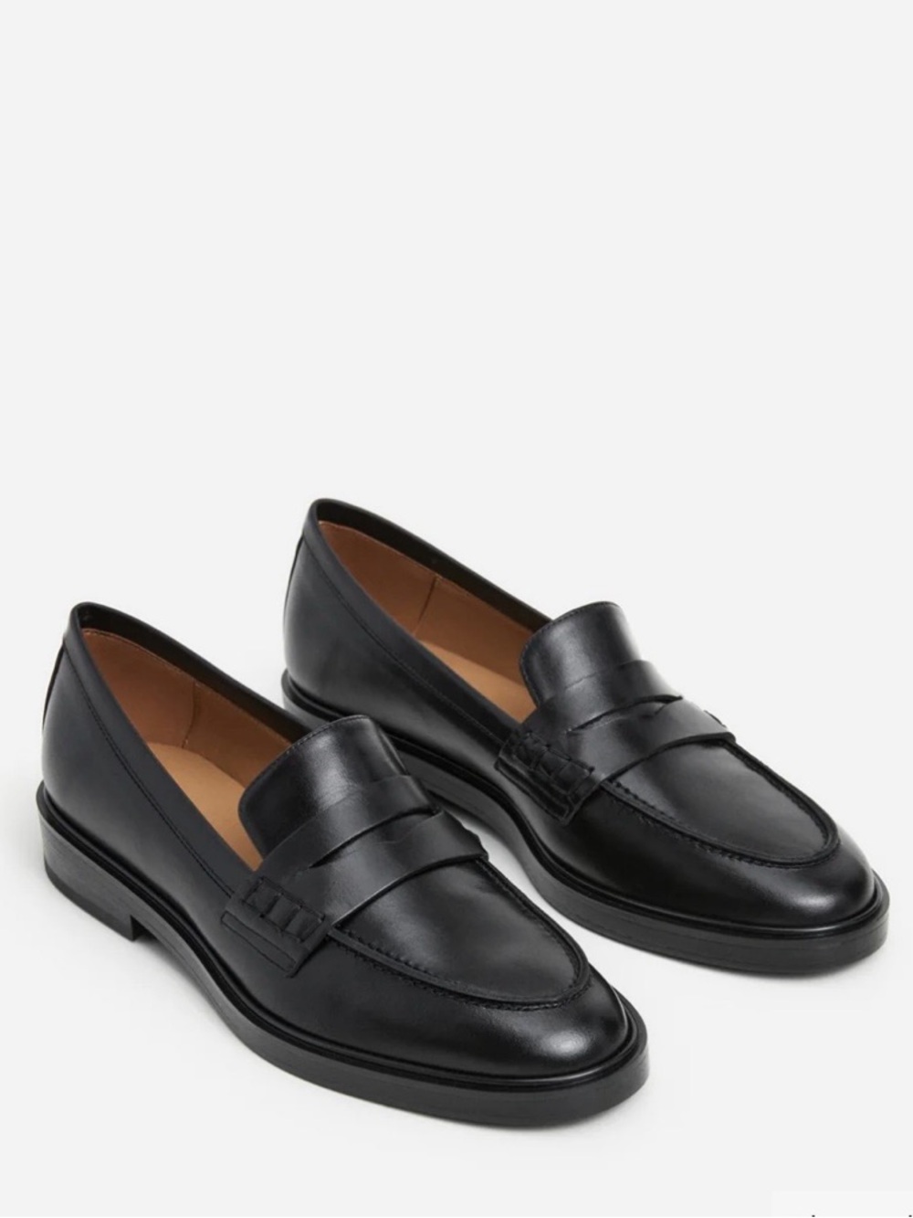 Flattered Sara Black Leather Penny Loafers